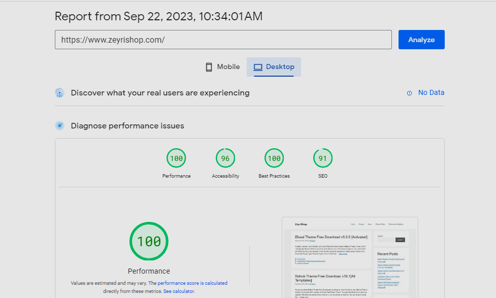 FlyingPress Plugin speed result after 15 days on Desktop