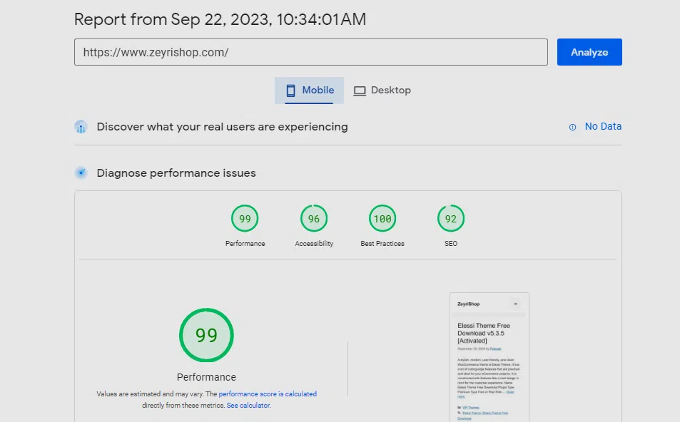 FlyingPress Plugin speed result after 15 days on mobile