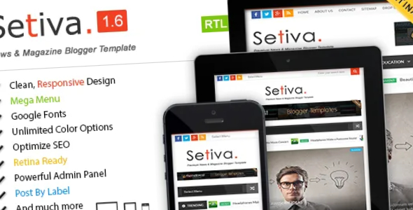 Setiva Responsive Magazine Blogger Template