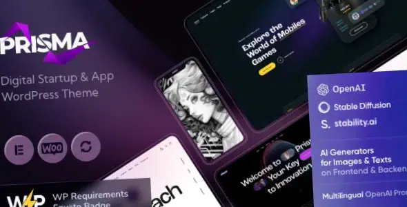 Prisma Digital Startup App WordPress Theme