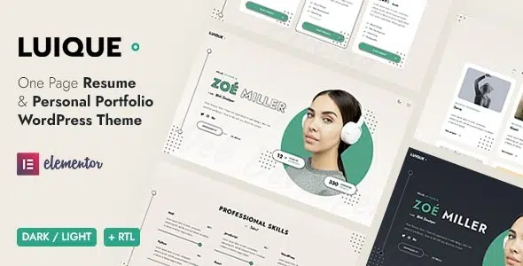 Luique Personal Portfolio WordPress Theme Nulled